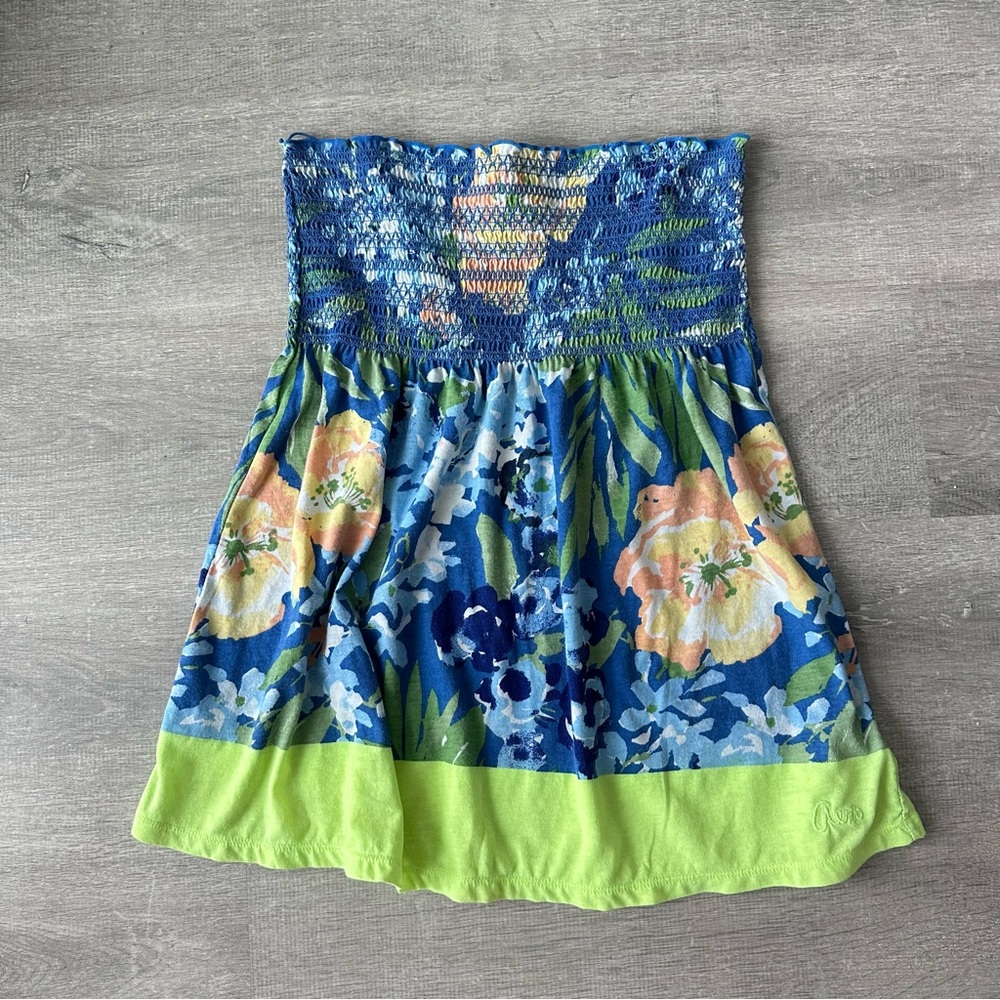 Y2K Aeropostale blue floral babydoll strapless tube top / cami